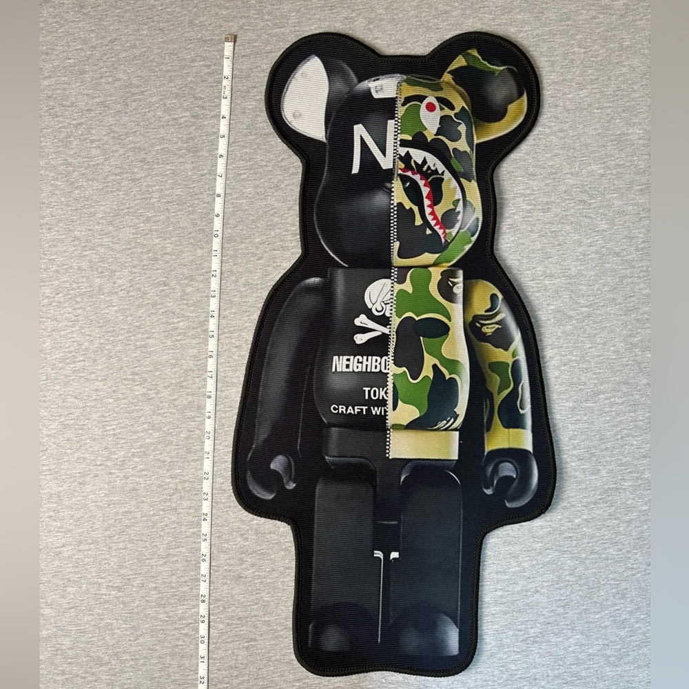 Black Camouflage Bearbrick Rug